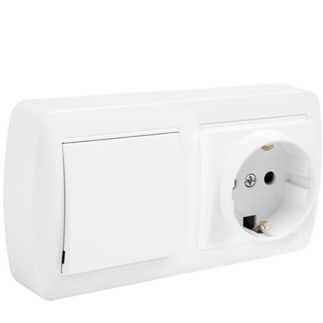 BASE DOBLE BIPOLAR CON T/T LATERAL + CONMUTADOR DE CRUCE Y CON OBTURADOR 148X72X28MM S. MURAL SOLERA MUR96U