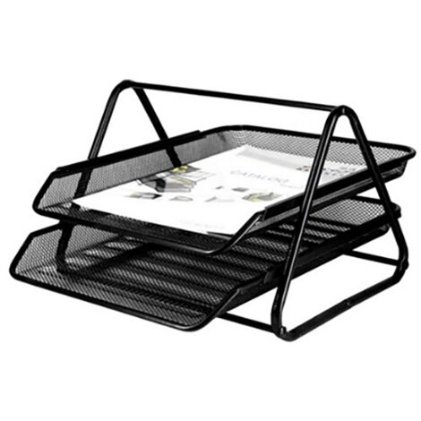 Bandeja sobremesa metálica, rejilla GXA100, negra, 2 bandejas, 30x35x18.5cm Q-Connect E3/08696 (1/4)
