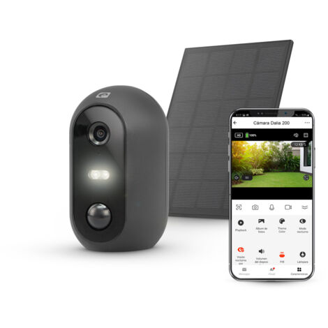 Garza - Cámara Vigilancia Wifi Exterior Solar con Batería, Inalámbrica, 360°, 2MP 1080P Full HD, Visión Nocturna a Color,Sensor Movimiento,Alarma y Luz Seguridad,Audio 2 Vías, IP54, Wifi 2,4GHz