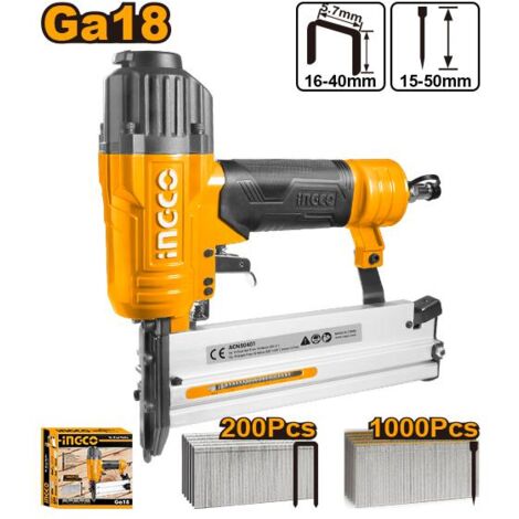 INGCO CLAVADORA GRAPADORA NEUMATICA CLAVO 15-50 mm: GRAPA 16-40 mm.ACN50401