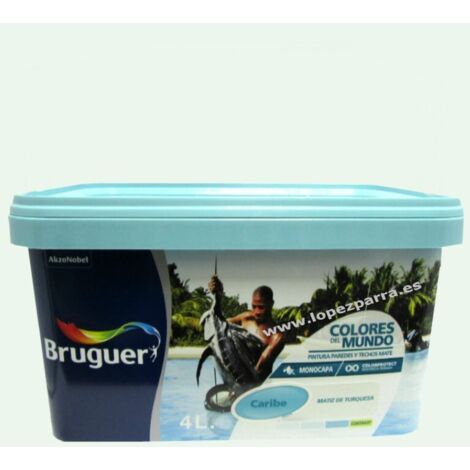 Bruguer Pintura colores del mundo Caribe Matiz de turquesa 4 Lt