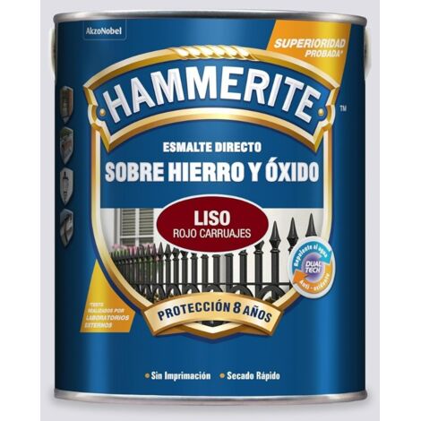 Hammerite Esmalte Metálico Liso Brillante Rojo Carruaje 750 ml