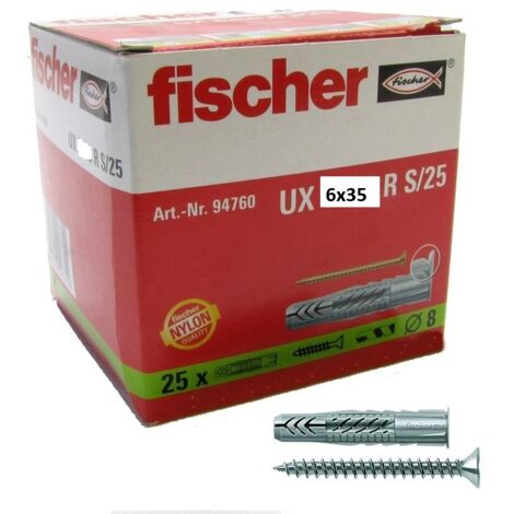 Fischer Taco con tornillos UX r 6x35 S 25 Unidades