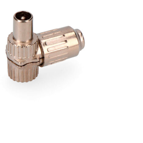 Clavija TV, acodada, metálica, 95mm, retractilado  50040