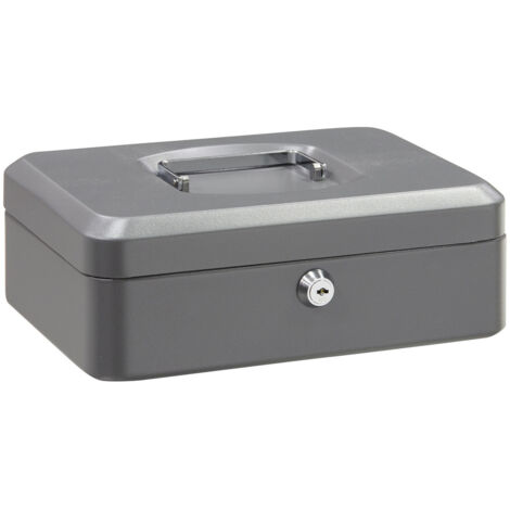 ARREGUI Elegant Caja Caudales con Llave para Contar y Transportar Dinero, Caja de Seguridad de acero con bandeja interior, Caja fuerte portatil 25 cm de ancho Gris grafito C9236