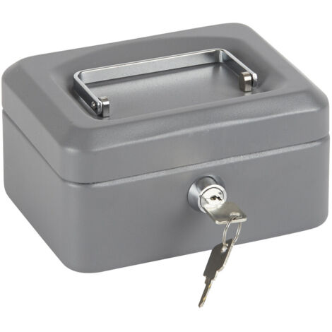 ARREGUI Elegant Caja Caudales con Llave para Contar y Transportar Dinero, Caja de Seguridad de acero con bandeja interior, Caja fuerte portatil 15 cm de ancho Gris grafito C9216