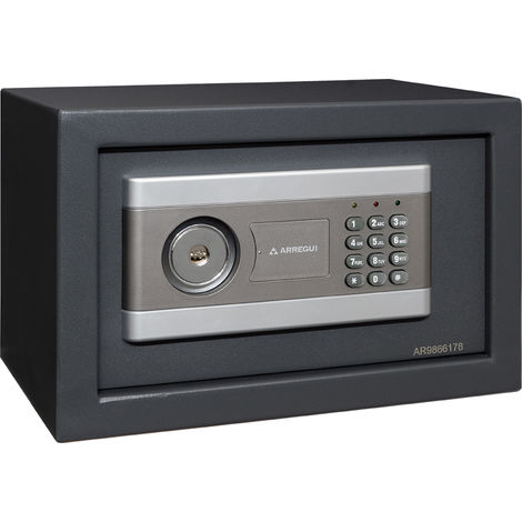 ARREGUI Stylo 19010-S1 Caja Fuerte de Acero Con Apertura de Doble Seguridad, Cerradura Electrónica más Llave, con Códigos Programables, Caja de Seguridad para Hogar y Negocios, 20 x 31 x 20 cm, 8 L