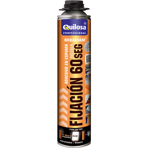 Espuma de poliuretano QUILOSA ORBAFOAM – Fijación 60 segundos – Fuerza extrema 500kg/dm2 – Para todo tipo de materiales (1/7)