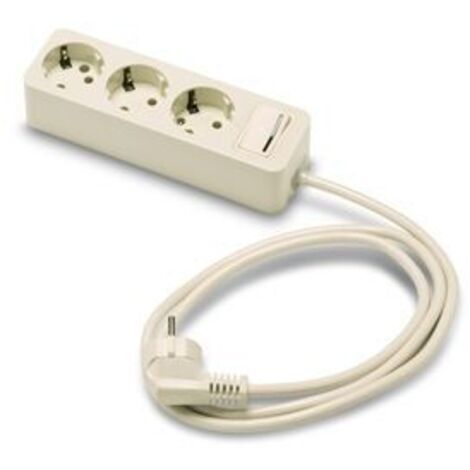 Base Múltiple 3 Tomas TT Blanca con Interruptor + 1,5m Famatel 2623