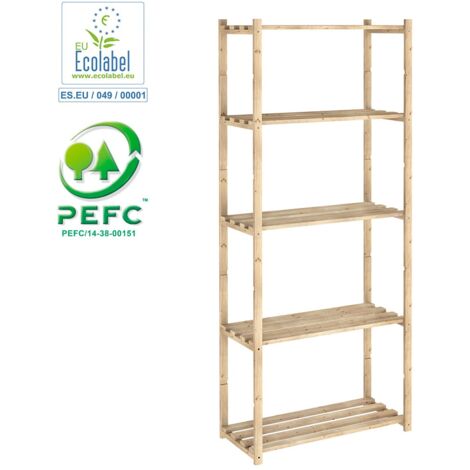Estanteria pino serie natura sin barniz 100% pefc cert 171x65x30cm astigarraga