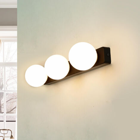 Wandlampe Badezimmer Kugelschirm 3x G9 Schwarz Weiß B: 40 cm Wandleuchte Spiegelleuchte