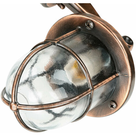 Licht-Erlebnisse Außenwandleuchte Aus Messing – Maritime Lampe Mit Glas, IP64, 24x16x27 Cm, Handarbeit Aus Griechenland