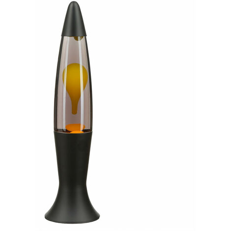 Lavalampe Schwarz Grau Gelb Retro 40 cm hoch ROXY Tischleuchte