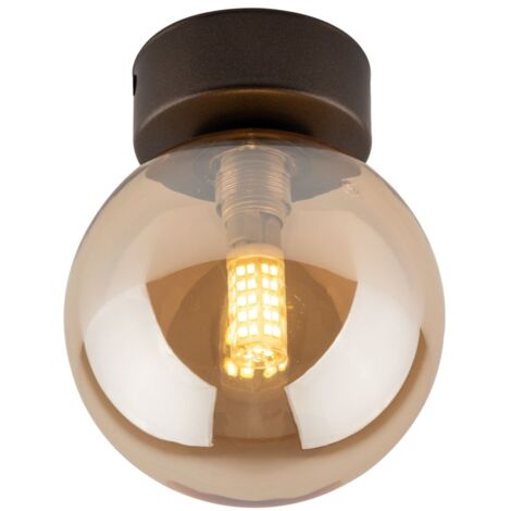 Deckenleuchte Metall Rauchglas G9 D: 12 cm rund Braun Bernstein Modern (1/4)