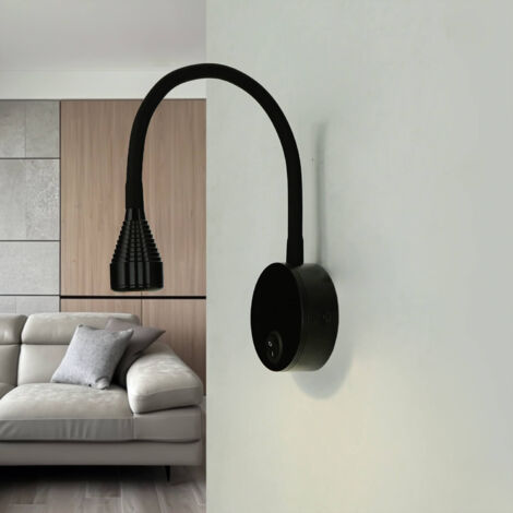 LED Wandleuchte mit Schalter Aluminium Flexarm H: 41,5 cm Schwarz neutralweißes Licht 4100 K 245 lm (1/5)