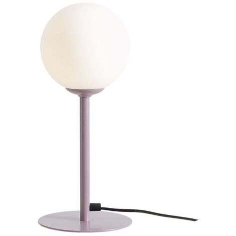 Tischlampe Metall Glas 35 cm hoch Lila Weiß E14 rund Kugelschirm Modern