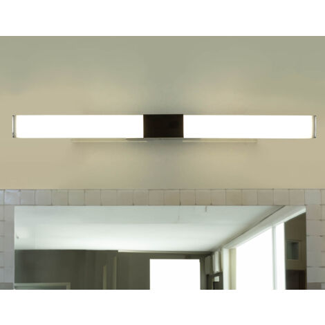 LED Spiegelleuchte Edelstahl 60 cm breit IP44 Chrom Weiß länglich 4100 K neutralweißes Licht (1/5)
