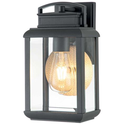 FTL Wandleuchte Außen Vintage - Mattschwarz Außenlampe Mit E27 Fassung