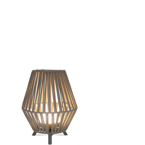 Kabellose Tischlampe außen mit LED Akku Leuchtmittel 2700 K IP54 Dreibein Taupe Ø 25,5 cm H: 32,5 Outdoor Tischleuchte (1/5)