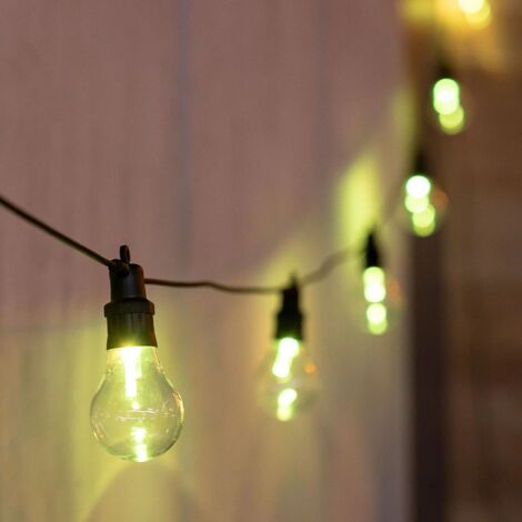 Außenlichterkette LED E27 buntes Licht Farbwechsel RGBW mit Fernbedienung Stecker 5m lang 3m Kabel außen Garten (1/4)