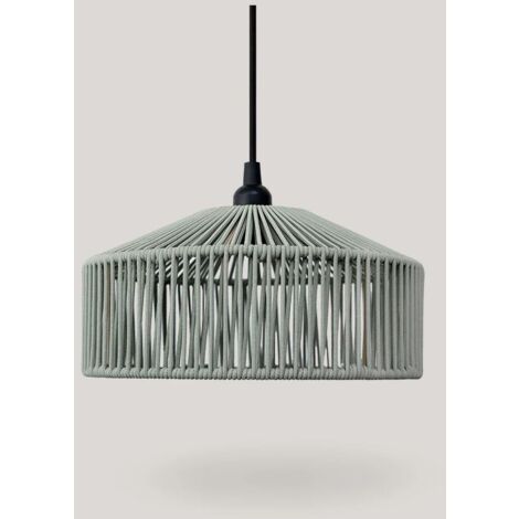 Outdoor Hängelampe IP54 Seil Lampenschirm E27 rund Ø 30 cm Grün Modern Pendelleuchte Terrasse Balkon Außenleuchte hängend