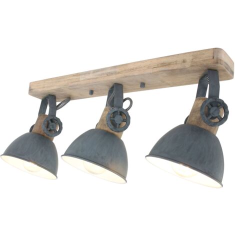 Deckenstrahler 3-flammig E27 B: 59 cm aus Metall Holz verstellbar Deckenlampe Deckenleuchte (1/5)