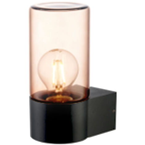 Wandlampe außen Aluminium Rauchglas 19,7 cm hoch IP44 Schwarz Bernstein E27 Modern