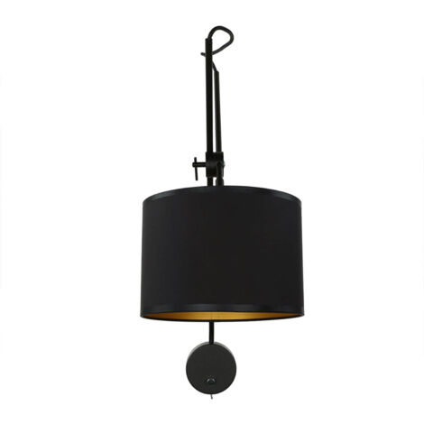 Wandlampe mit Schalter in Schwarz Gold VIPER flexibel
