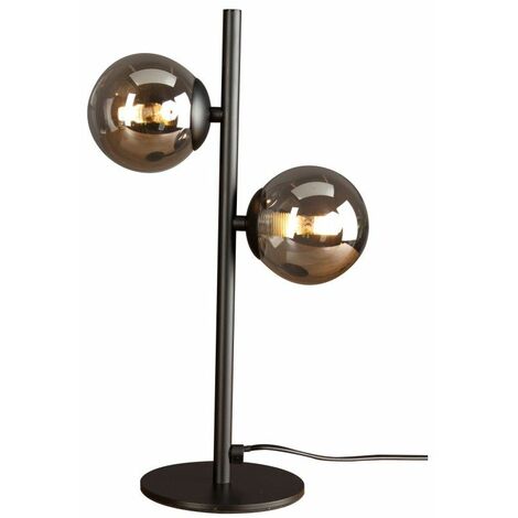 Tischleuchte Schwarz 23 cm Glas Metall Tischlampe