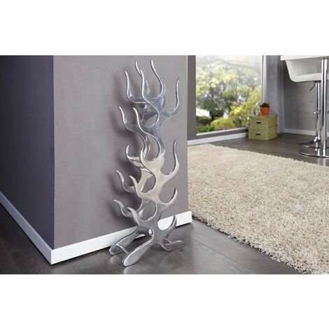 Weinregal 90 cm hoch in Silber für 9 Flaschen Flammen Design Wohnzimmer Küche Bar (1/5)