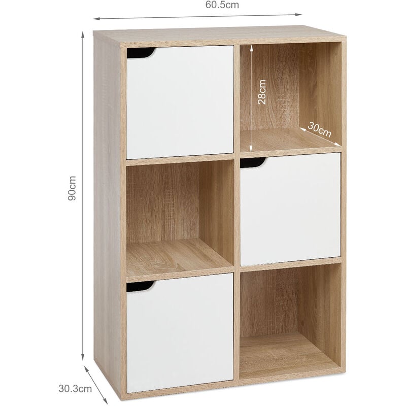 Meuble de rangement cube rudy 9 cases bois façon hêtre avec 3