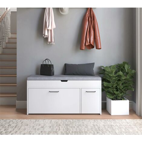 Banc à Chaussures 9 Compartiments Blanc - Rangement Entrée Avec Siège, 80x30x48cm