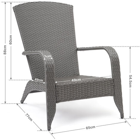 Fauteuil de jardin en rotin PE  chaise de loisirs avec coussin pour patio terrasse pelouse  jardin piscine Mondeer