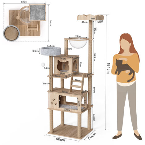 Maisonnette De Noël Pour Chat - Arbre à Chat Décoratif Avec 2 Cabines - Jeux Et Sieste - Décoration Festive Pour Intérieur