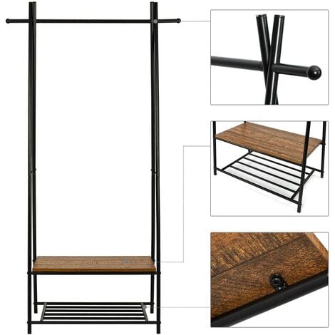 Vestiaire d’Entrée, Porte-Manteaux, PorteManteau au Style Vintage, 64x41x162 cm, Marron - Mondeer