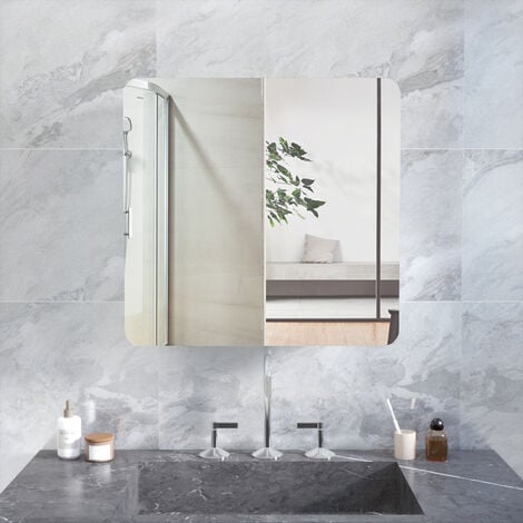 Armoire de Toilette Miroir Mural Salle de Bain Armoire de Rangement Murale 68 x 13 x 66 cm Blanc - Mondeer