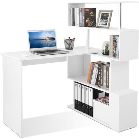Songmics VASAGLE Bureau avec étagère de rangement à 2 niveaux, 120 x 50 x  150 cm, bibliothèque, style industriel, Marron Rustique LWD069B01 -  Comparer avec