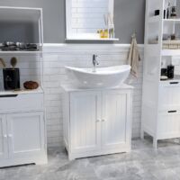 Meuble sous Lavabo Salle de Bain en Bois avec Deux Portes, Meuble de Rangement de Salle de bain , Blanc - Mondeer