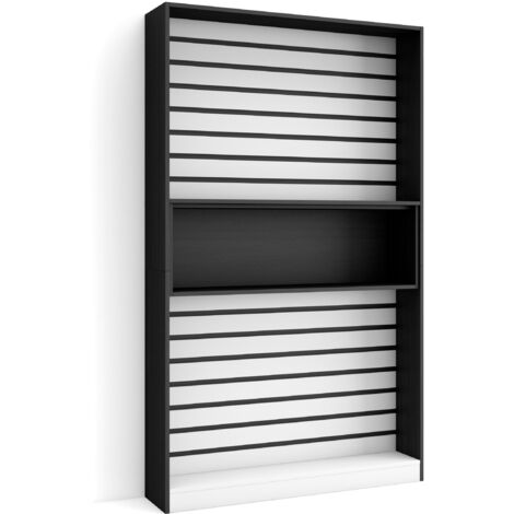 Skraut Home - Étagère Bibliothèque, Étagère de Rangement, 110x186x25cm, Salon Salle à manger Bureau, Salon, Bureau, Style moderne, Blanc et noir (1/5)