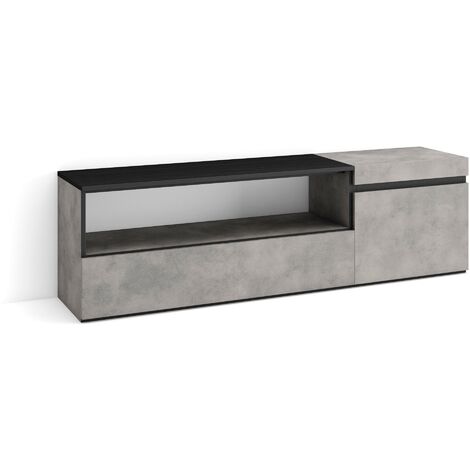 Skraut Home - Meuble TV, Banc Télé, Grand espace de Rangement, 150x45x35cm, Pour les TV jusqu'à 65", Meubles de salon, Style moderne, Gris Ciment (1/5)
