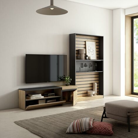 Ensemble de meubles tv design 9 meubles chêne et blanc