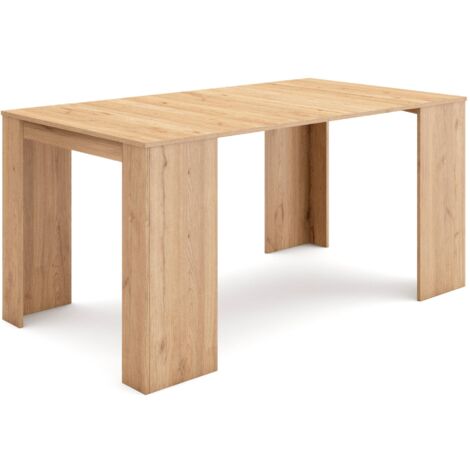Skraut Home - Table console extensible, Console meuble, 160, Pour 8 personnes, Table à Manger, Style moderne, Chêne