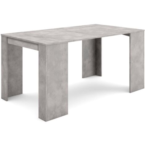 Skraut Home - Table console extensible, Console meuble, 160, Pour 8 personnes, Table à Manger, Style moderne, Gris Ciment (1/5)