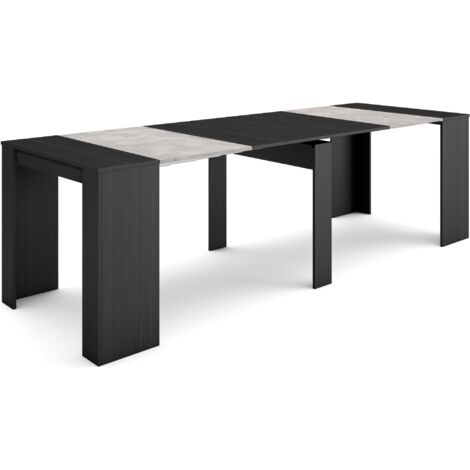 Skraut Home - Table console extensible, Console meuble, 260, Pour 12 personnes, Table à Manger, Style moderne, Noir (1/5)