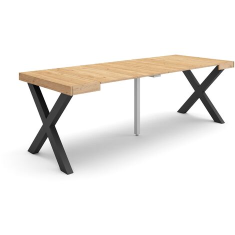 Skraut Home – Table console extensible 222x90cm – Pour 10 personnes – Pieds en bois massif – Mécanisme télescopique en aluminium – Style moderne (1/5)