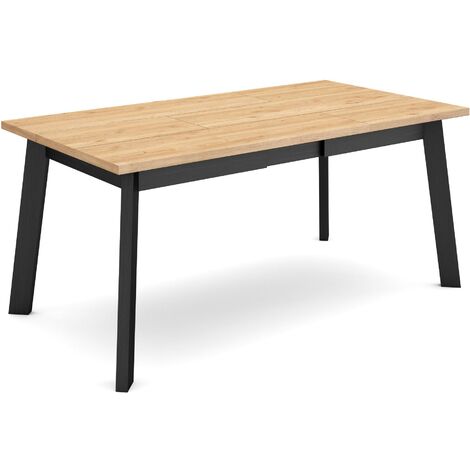 Skraut Home - Table à manger, Meuble Salle à Manger, 170, Pour 8 personnes, Pieds en bois, Style moderne, Chêne et noir (1/5)
