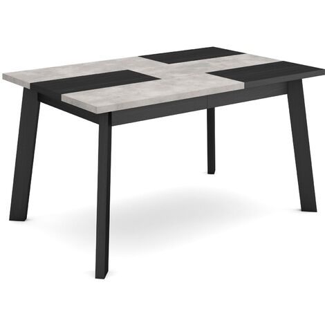 Skraut Home - Table à manger, Meuble Salle à Manger, 140, Pour 6 personnes, Pieds en bois, Style moderne, Gris Ciment (1/5)