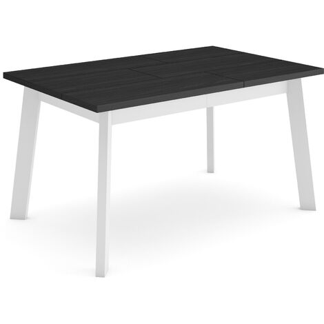 Skraut Home - Table à manger, Meuble Salle à Manger, 140, Pour 6 personnes, Pieds en bois, Style moderne, Noir (1/5)
