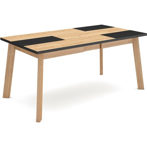 Skraut Home - Table à manger, Meuble Salle à Manger, 170, Pour 8 personnes, Pieds en bois, Style moderne, Chêne et noir (1/5)