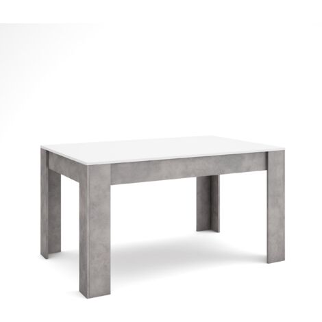 Skraut Home - Table à manger, Meuble Salle à Manger, 140x90x76 cm, Pour 6 personnes, Meubles de Salon, Style moderne, Blanc et Gris Ciment (1/5)